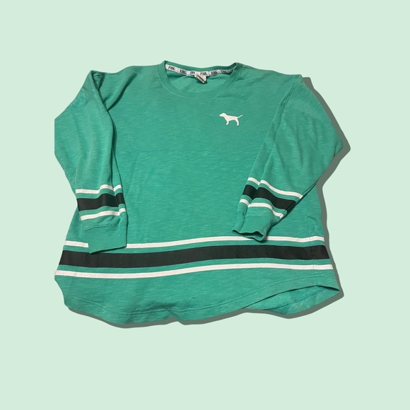Victoria Secret PINK teal sweater shirt L - Picture 1 of 5